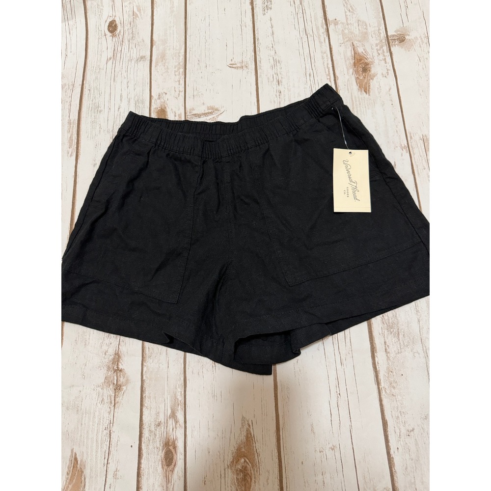Universal Thread Womens Black Linen Blend Pull On Shorts High Rise NWT Size L